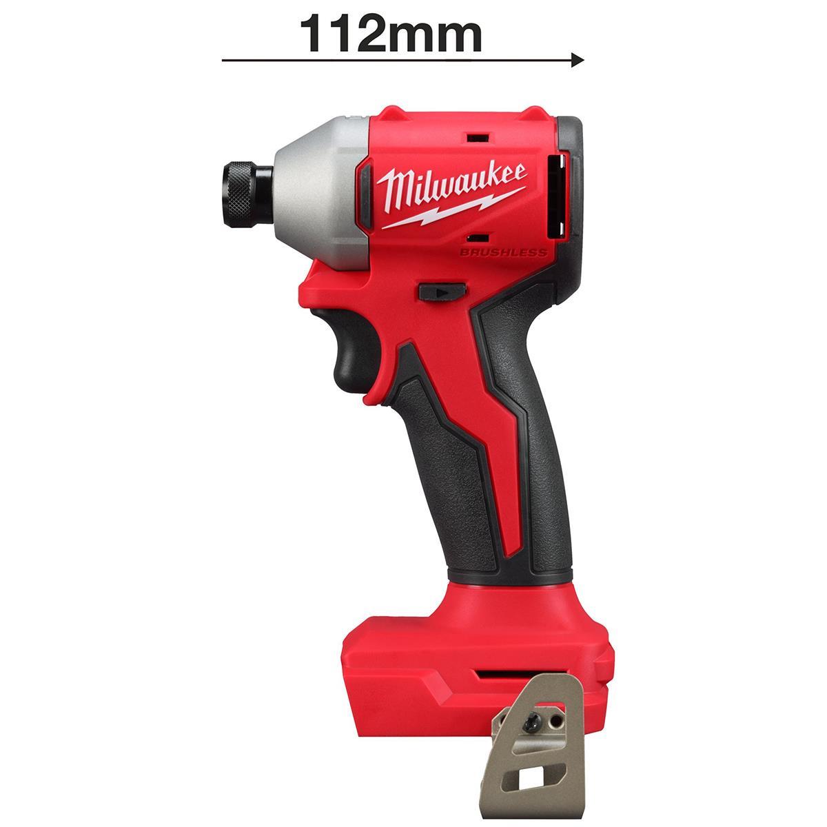 Milwaukee M18BLIDRC-0 18V Brushless 1/4" Impact Driver  with 1 x 3.0Ah Battery Charger & Empty Tool Box
