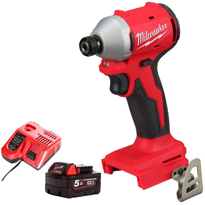 Milwaukee M18BLIDRC-0 18V Brushless 1/4" Impact Driver with 1 x 5.0Ah Battery & Charger